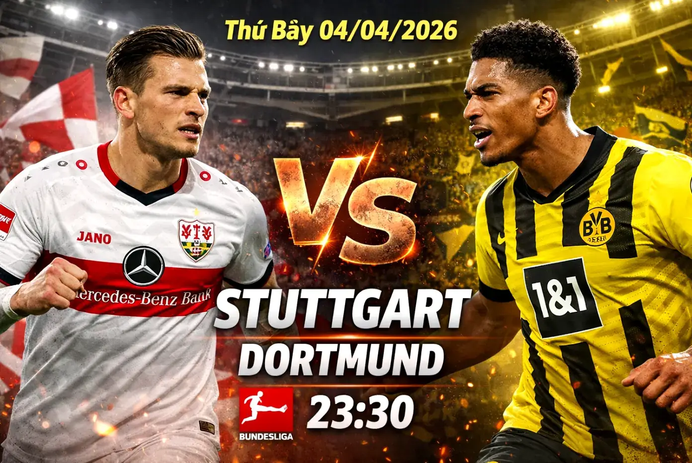 Dự đoán Stuttgart vs Dortmund ngày 04/04/2026: Thế trận cởi mở, cửa bàn thắng sáng hơn kết quả thắng thua