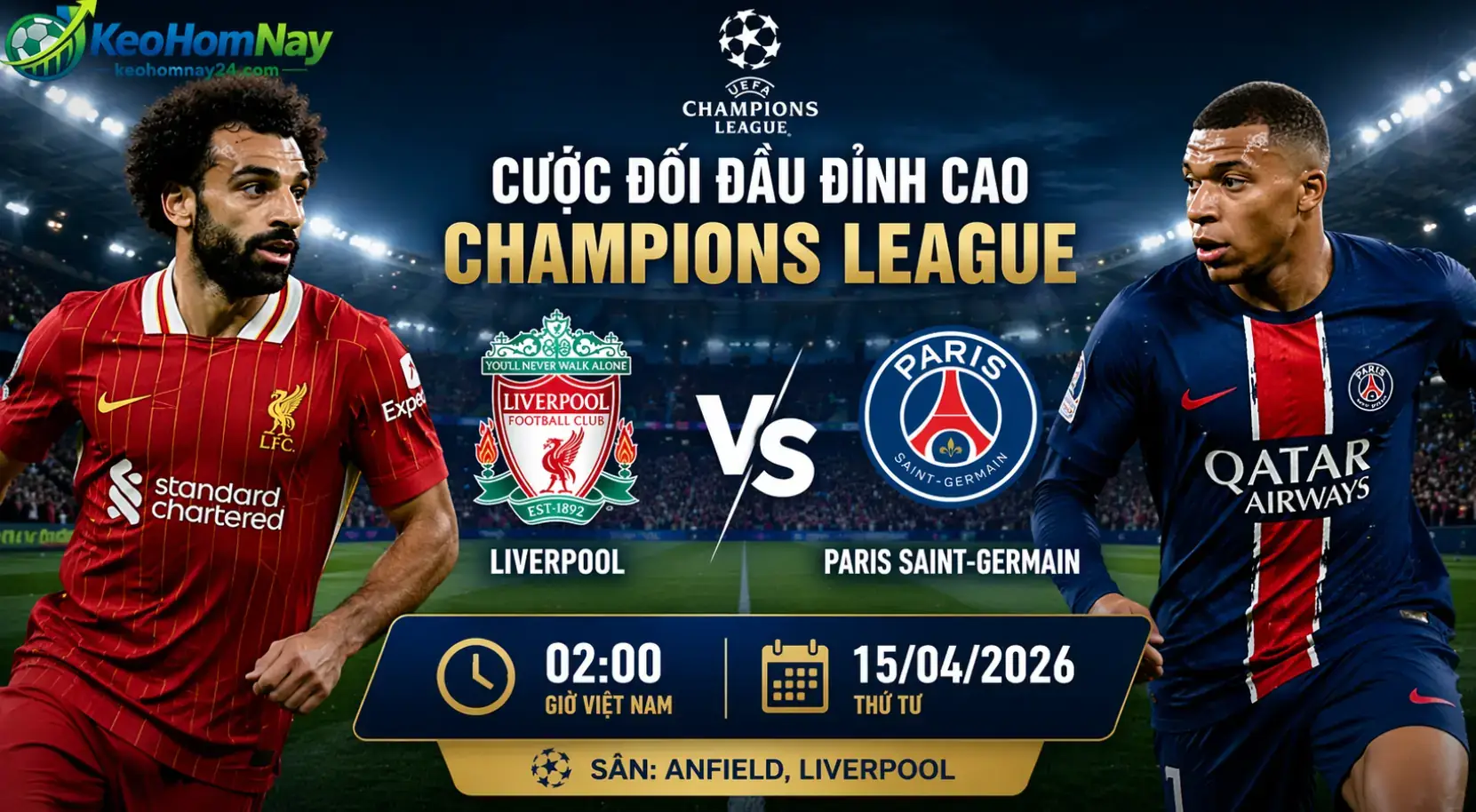 Liverpool vs Paris Saint-Germain 02:00 15/04/2026: Đại chiến Champions League và góc nhìn kèo nhà cái đáng chú ý